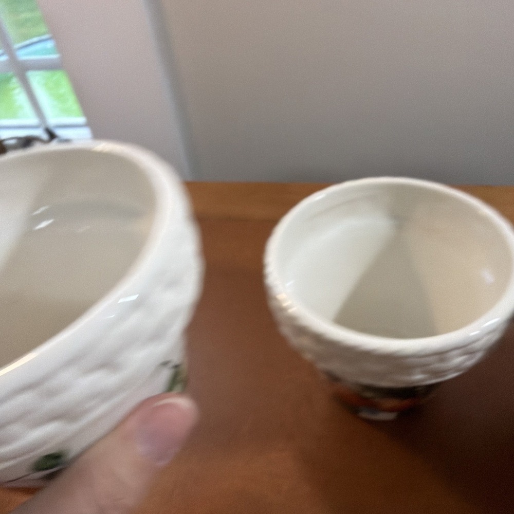 Set Of 3 Strawberry Basket Style Plant Pots 4" Basket Weave Rim - Picture 12 of 13